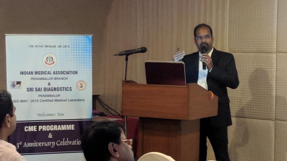 Physicians and delegates attending the CME session in Perambalur